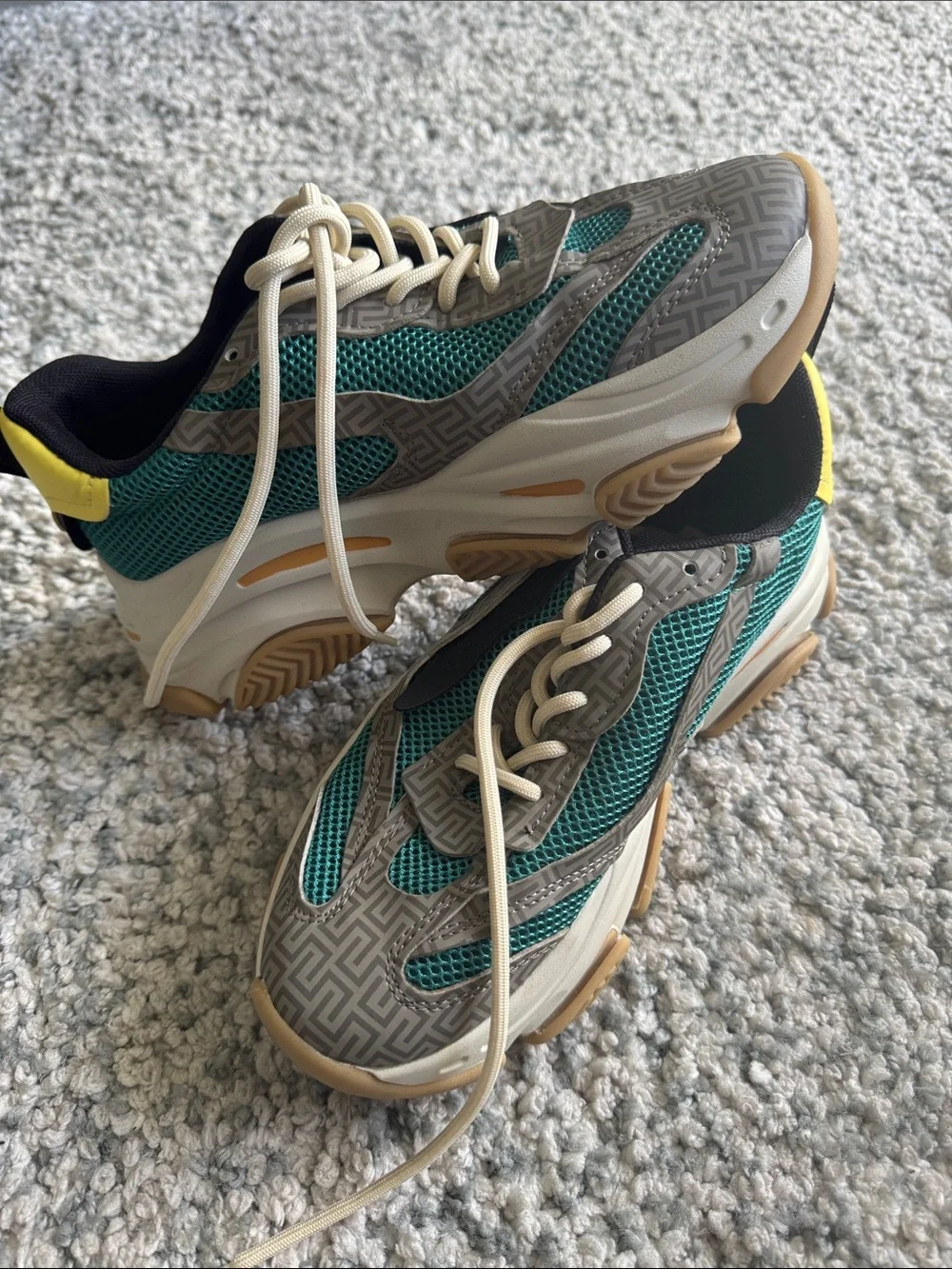Steve Madden Gray Teal Athletic Sneakers with Cream Laces